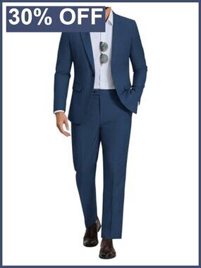 Men's Regular Fit 2 Piece Dress Suit Set Blazer Pants